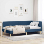 Nurga voodiraam peatsiga Sinine 100 cm x 200 cm Kangas ja vineer