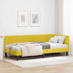 Nurga voodiraam peatsiga Kollane 100 cm x 200 cm Samet