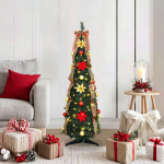 Tehisj&otilde;ulupuu koos 50 led-iga koos alusega roheline 125 cm pvc