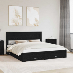 Voodiraam peatsiga sahtliga Must tamm 180 x 200 cm Tehispuit