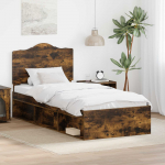 Voodiraam peatsiga Suitsetatud tamm 90 x 200 cm Tahke m&auml;nd