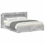 Voodiraam ladustamisega peaga Betoonhall 200 x 200 cm Tehispuit