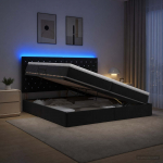 LED-iga voodiraam koos madratsiga Must 200 x 200 cm Samet