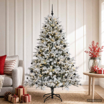 Kunstkuusk koos j&otilde;ulukuuliga 150 cm 150 LED-i Soe valge