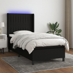 Kontinentaalvoodi madrats ja LED, must, 90x200 cm, kangas