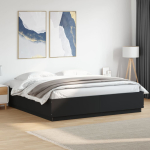 Voodiraam LED-tuledega, must, 180x200 cm, tehispuit