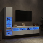 4-osaline telerikappide komplekt LED-tuledega, valge, tehispuit