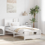 Voodiraam peatsiga Valge 75 x 190 cm Tehispuit