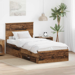 Voodiraam peatsiga sahtliga Vana puit 100 x 200 cm Tehispuit