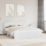 Voodiraam peatsiga valge 200 x 200 cm tehispuit