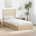 Laos voodi peaga sahtliga Sonoma tamm 90 x 200 cm Tehispuit