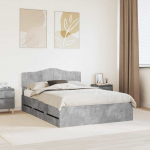 Voodiraam sahtliga peaga betoonhall 150 x 200 cm inseneripuit