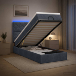 Ottomani voodi madratsi ja LED-idega Tumehall 90 x 190 cm Samet