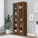 Vitriinkapp, pruun tamm, 82,5x30,5x185,5 cm, tehispuit