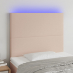 LED-voodipeats, cappuccino, 100x5x118/128 cm, kunstnahk