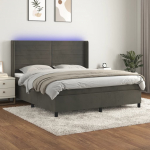 Kontinentaalvoodi madrats ja LED, tumehall, 180x200 cm, samet