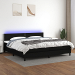 Kontinentaalvoodi madrats ja LED, must, 200x200 cm, kangas