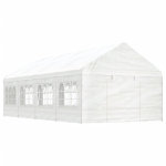 Katusega varjualune, valge, 8,92 x 4,08 x 3,22 m, pol&uuml;et&uuml;leen