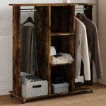 Ratastega riidekapp, suitsutatud tamm, 102x38x110 cm, tehispuit