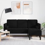 AIAM&Ouml;&Ouml;BEL DIIVAN KOOS PINKIDE JA PADJADEGA L-KUJULINE MUST SAMET, 3-ERI ISTMEGA DIIVAN KOOS CHAISE L-KUJULISE MUSTA 160 CM SAMETIGA, PINK MUST 113X57X39 CM SAMET