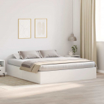 Voodi raam ladustamisega valge 200 x 200 x 31.5 cm tehispuit