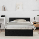 Voodiraam peatsiga Must tamm 193 x 125 x 70 cm Tehispuit