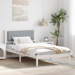 Voodiraam Pehme Peatoega peaga Helehall 100 x 200 cm Tahke m&auml;nd