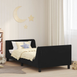 Laste voodiraam peatoega peaga Must 80 x 200 cm Samet
