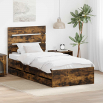 Voodiraam sahtliga suitsetatud tamm 100 x 200 cm inseneripuit