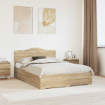 Voodiraam peatsiga sahtliga Sonoma tamm 140 x 190 cm Tehispuit