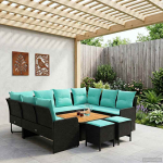 M&ouml;&ouml;blisete padjaga 8 pcs Must ja t&uuml;rkiissinine PE rattan