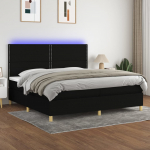 Kontinentaalvoodi madrats ja LED, must, 200x200 cm, kangas