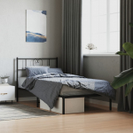 Metallist voodiraam peatsiga, must, 100x200 cm