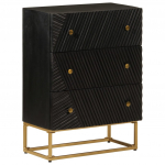 Kummut, must, 55 x 30 x 76 cm, mangopuit ja raud