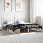 Metallist voodiraam peatsiga, valge, 193x203 cm