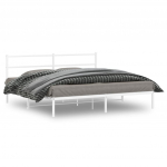 Metallist voodiraam peatsiga, valge, 193x203 cm