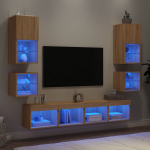 8-osaline telerikappide komplekt LED-tuledega, sonoma tamm