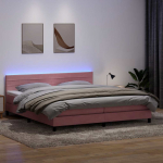 Kontinentaalvoodi madrats ja LED, roosa, 180x210 cm, samet