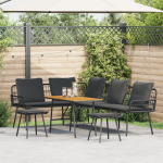 4-osaline aiavoodi komplekt padjadega must pol&uuml; rattan