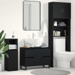 Vannitoa kapp sahtliga must tamm 80 x 33 x 60 cm tehispuit
