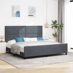Voodiraam peatsiga tumehall 200 x 200 cm samet