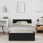 Voodiraam peatsiga Must tamm 203 x 104 x 70 cm Tehispuit