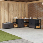 K&ouml;&ouml;gi riiulite komplekt must 60 x 50 x 92 cm teras