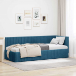 Nurga voodiraam peatsiga Sinine 80 cm x 200 cm Samet