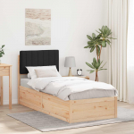 Voodiraam Pehme Peatoega peaga Must 75 x 190 cm Tahke m&auml;nd