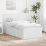 Voodiraam peatsiga valge 75 x 190 cm tehispuit