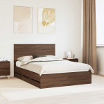 Voodi raam sahtliga peaga pruun tamme 140 x 190 cm inseneripuit