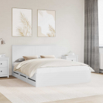 Voodiraam peatsiga sahtliga Valge 160 x 200 cm Inseneripuit