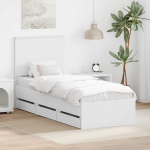 Voodiraam peatsiga sahtliga Valge 75 x 190 cm Inseneripuit