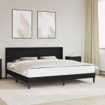 Voodi raam LED-ribadega peaga Must 180 x 200 cm Kunstnahk